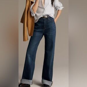 Pilcro Women's Cuffed High Rise Jeans comfort stretch - Deep Blue NWT